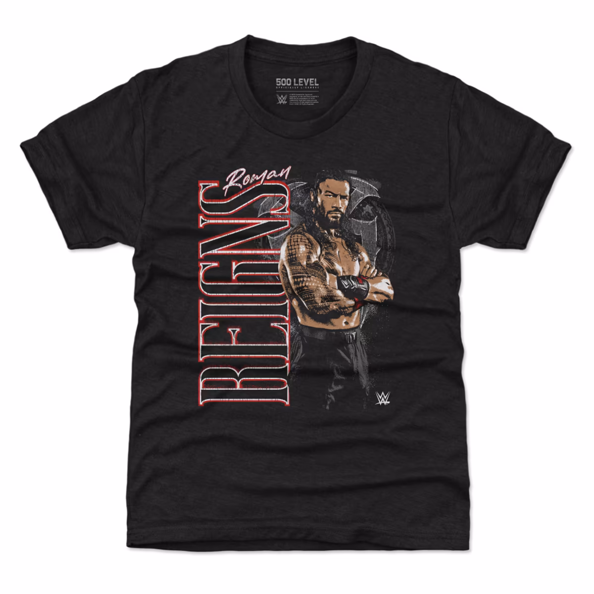 Youth 500 Level Black Roman Reigns Vertical Name T-Shirt 3 Youth 500 Level Black Roman Reigns Vertical Name T-Shirt