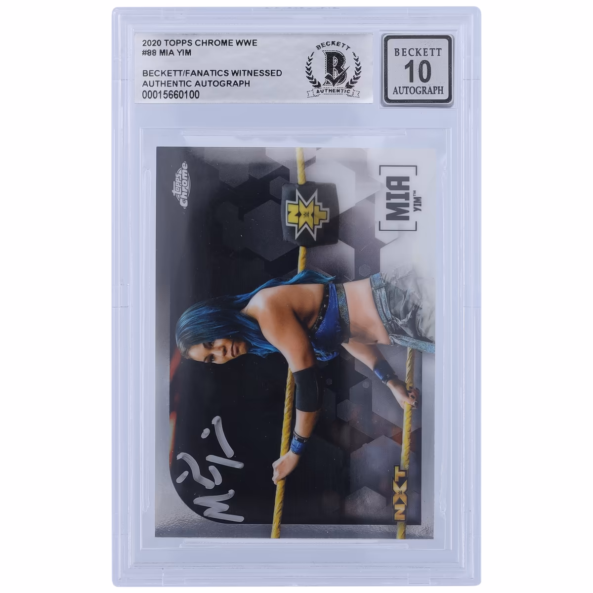 Michin WWE Autographed 2020 Topps Chrome #88 Beckett Fanatics Witnessed Authenticated 10 Card