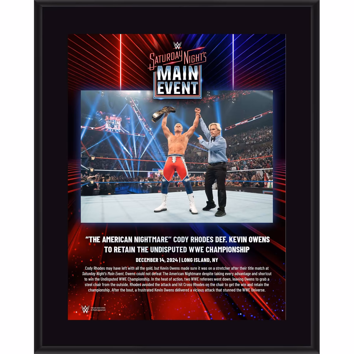 Cody Rhodes WWE 10.5" x 13" Saturday Night's Main Event Sublimated Plaque 1 Cody Rhodes WWE 10.5" x 13" Saturday Night's Main Event Sublimated Plaque