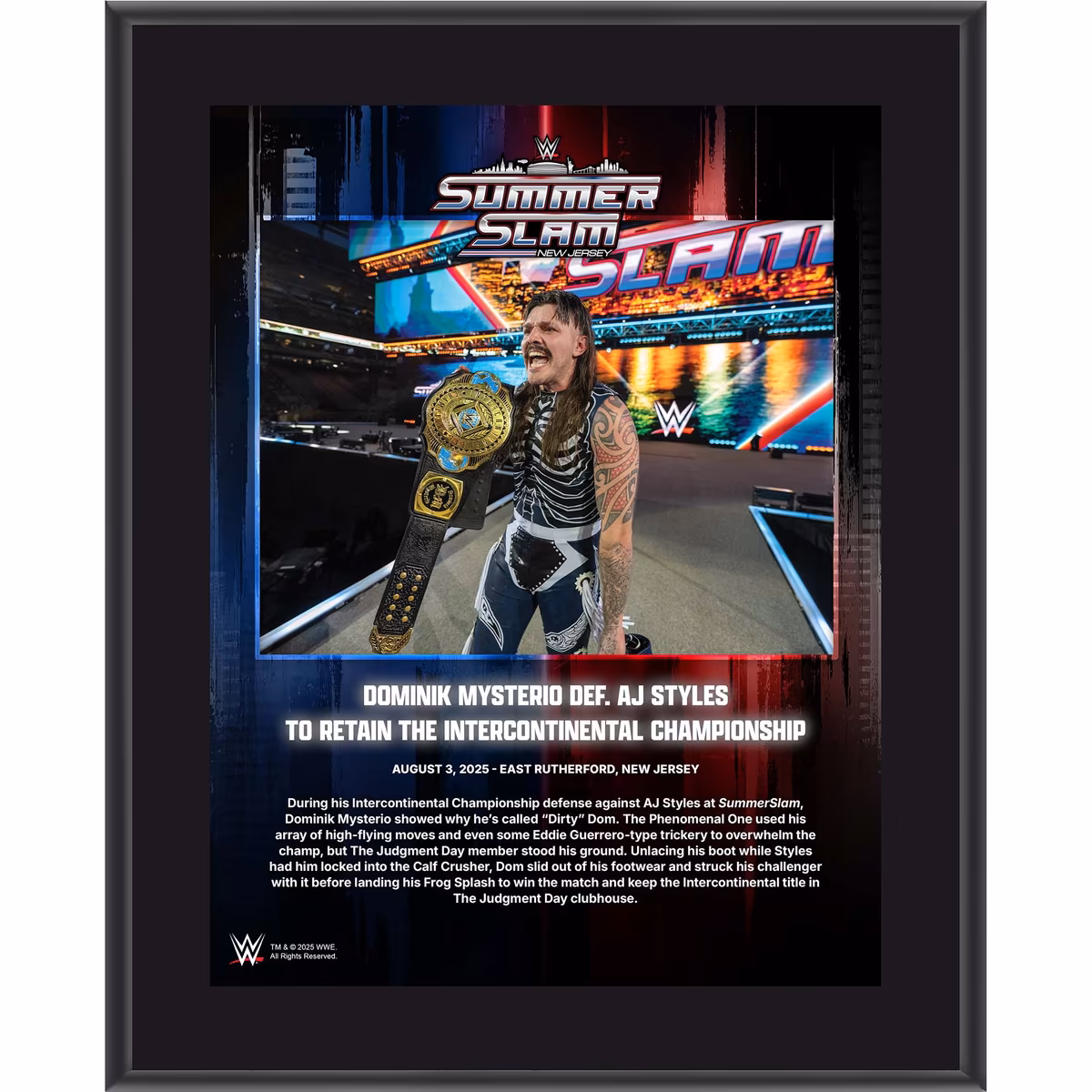 Dominik Mysterio WWE 10.5" x 13" 2025 SummerSlam Night 2 Sublimated Plaque