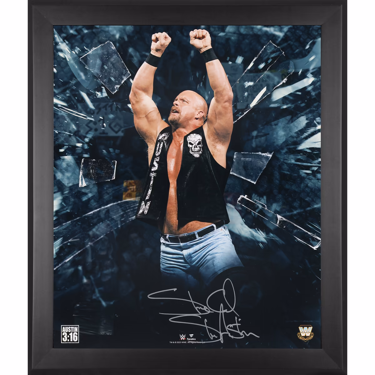 "Stone Cold" Steve Austin WWE Autographed Framed 20'' x 24'' In Focus Photograph