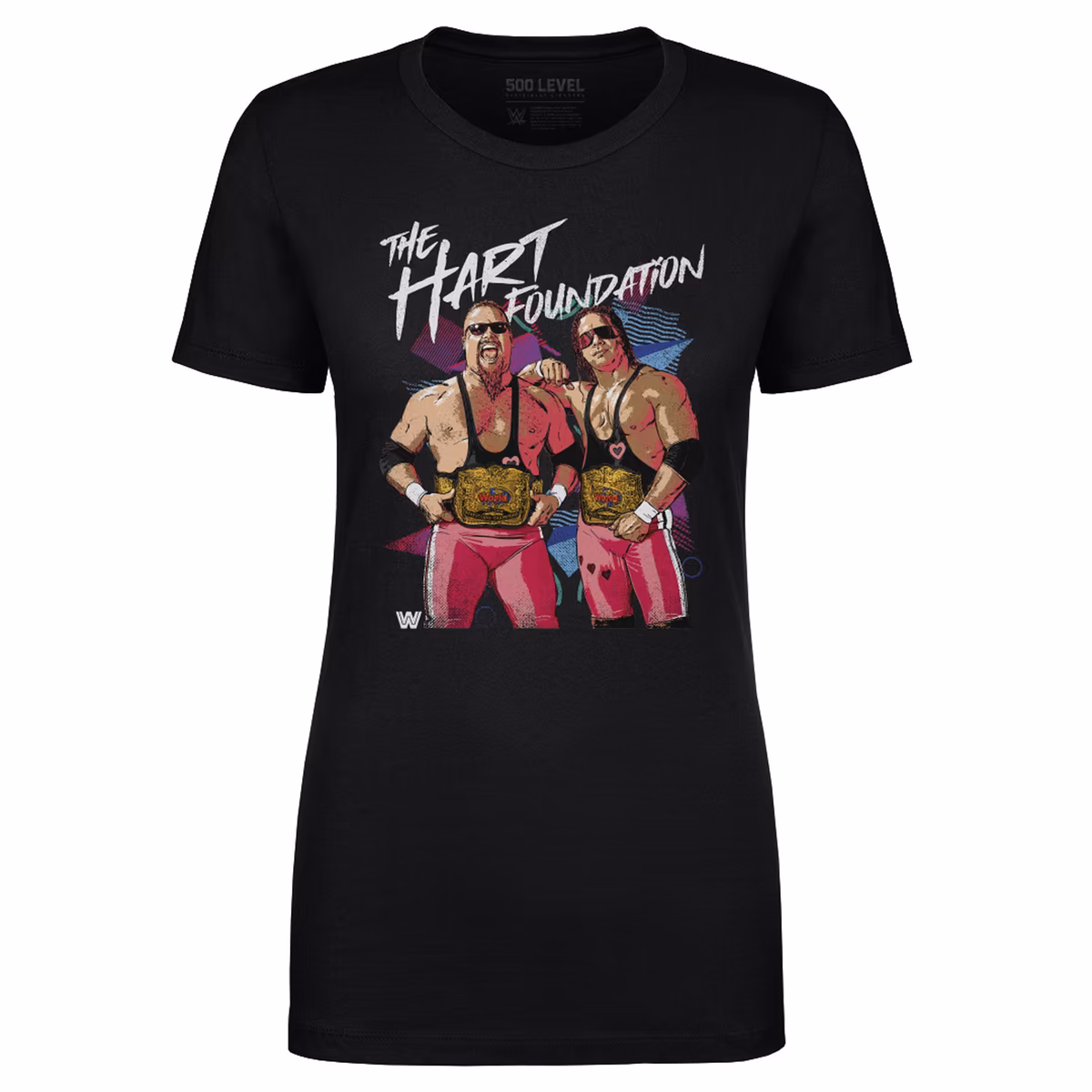 Women's 500 Level Black Bret Hart & Jim "The Anvil" Neidhart The Hart Foundation Retro T-Shirt