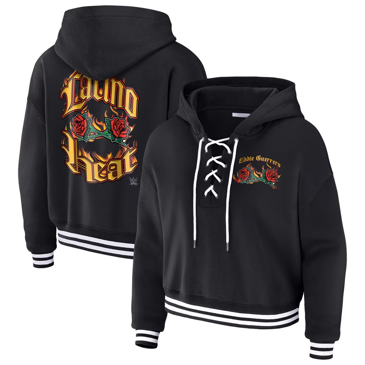 Women's WEAR by Erin Andrews Black Eddie Guerrero Lace-Up Hoodie