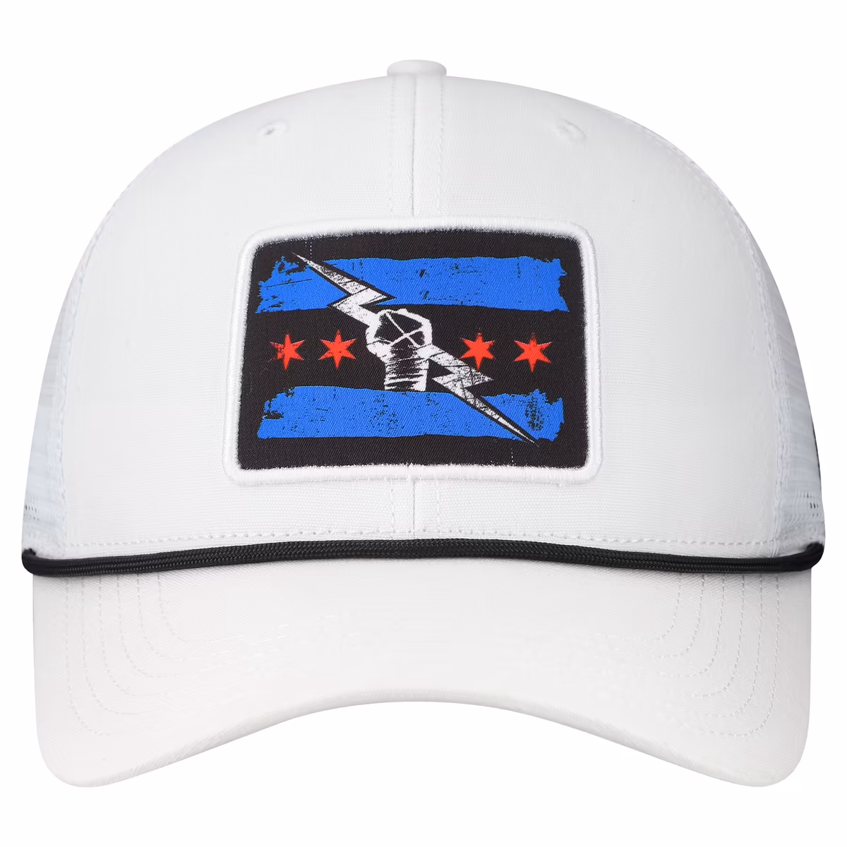 Men's White CM Punk WWE Primary Flag Mark Trucker Mid-Pro Snapback Hat 3 Men's White CM Punk WWE Primary Flag Mark Trucker Mid-Pro Snapback Hat