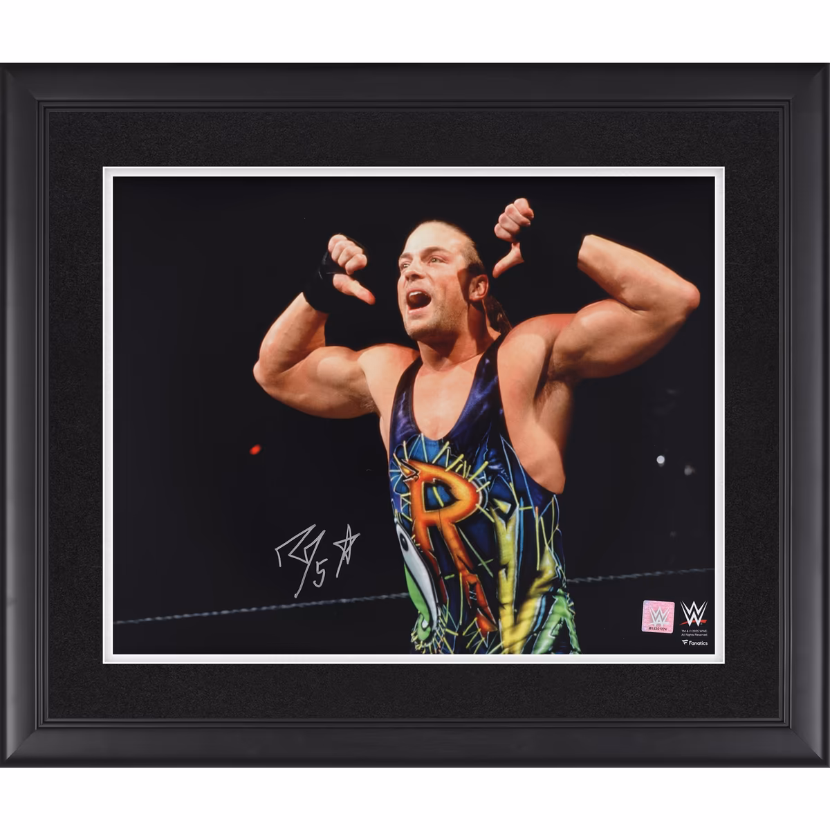 Rob Van Dam WWE Autographed Framed 16" x 20" Thumb Pointing Pose Photograph