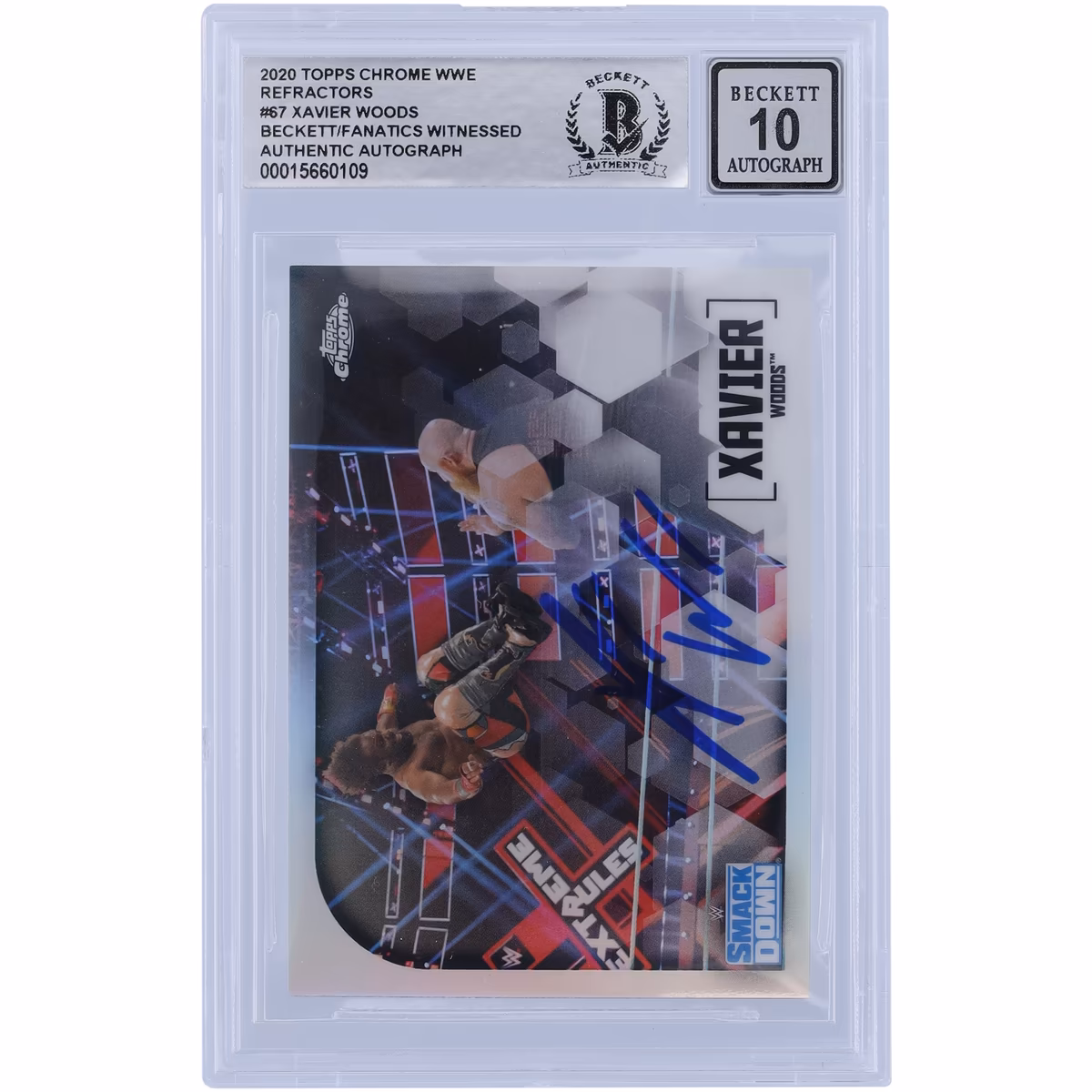 Xavier Woods WWE Autographed 2020 Topps Chrome Refractors #67 Beckett Fanatics Witnessed Authenticated 10 Card