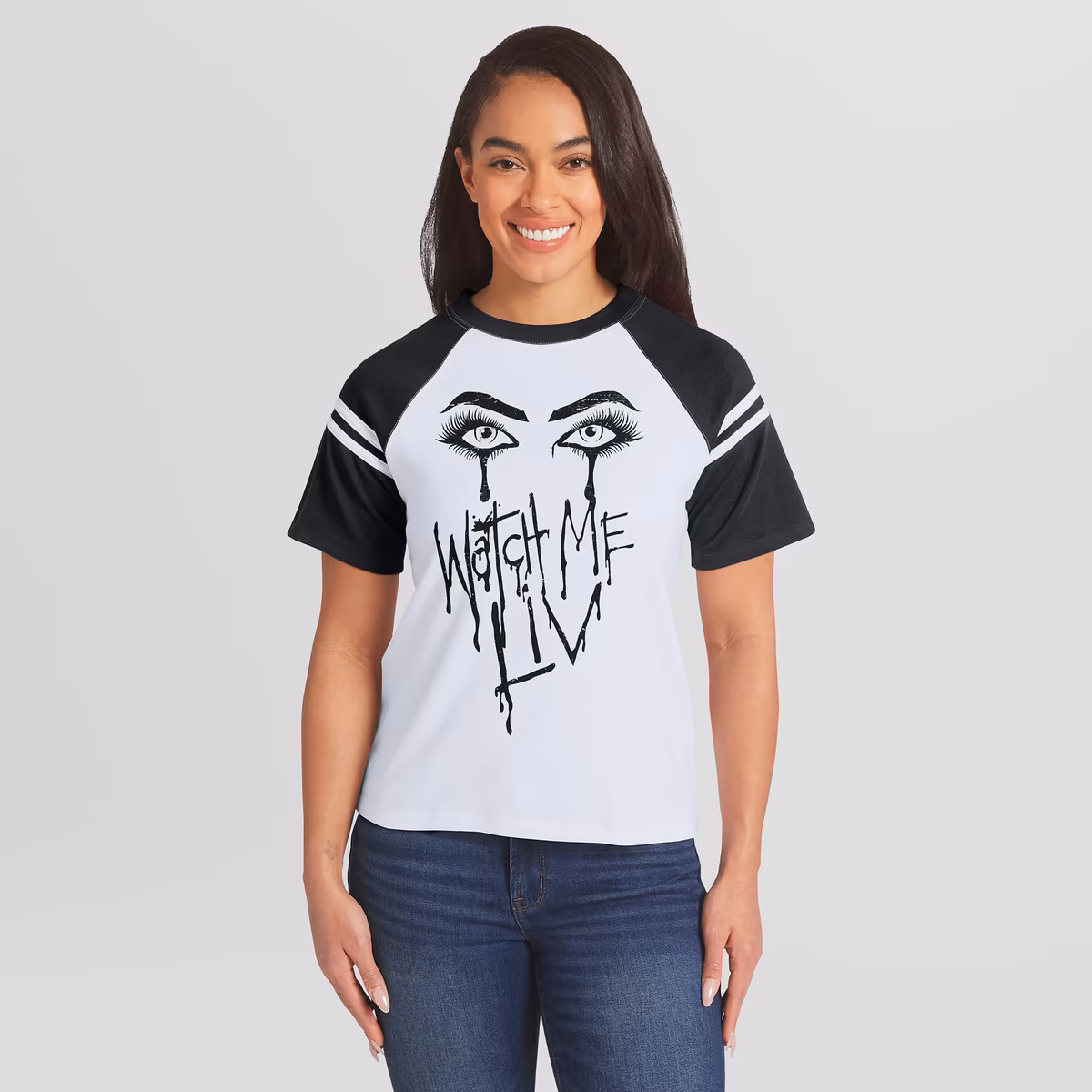 Women's WEAR by Erin Andrews White Liv Morgan Striped Raglan T-Shirt