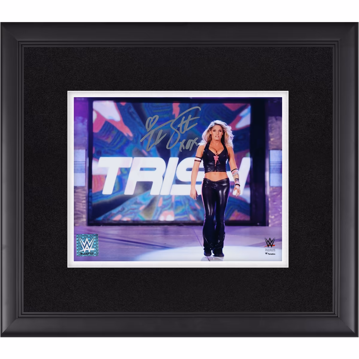 Trish Stratus WWE Autographed Framed 8" x 10" Horizontal Entrance Photograph