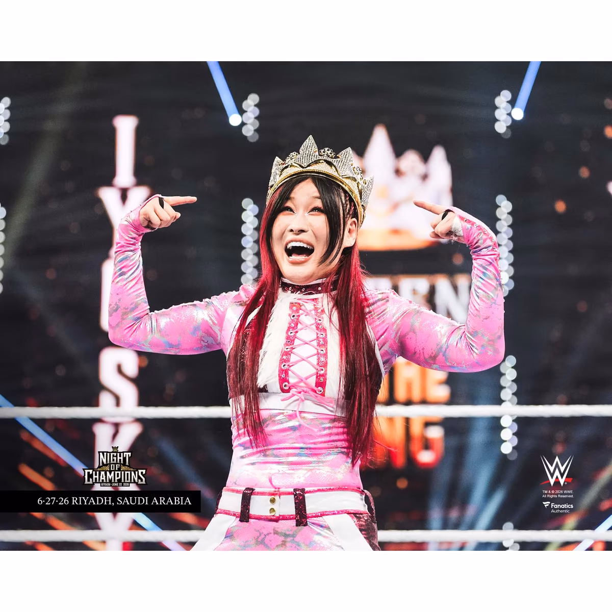 IYO SKY Unsigned 2026 WWE Queen of the Ring Celebration Photograph