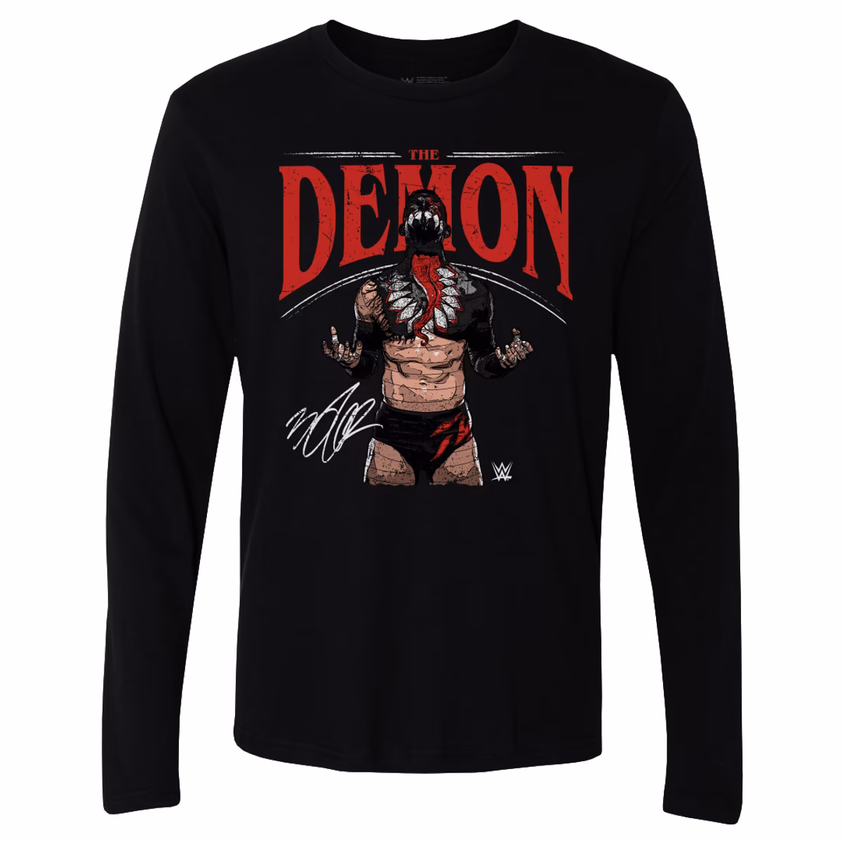 Men's 500 Level Black Finn Bálor The Demon Pose Long Sleeve T-Shirt