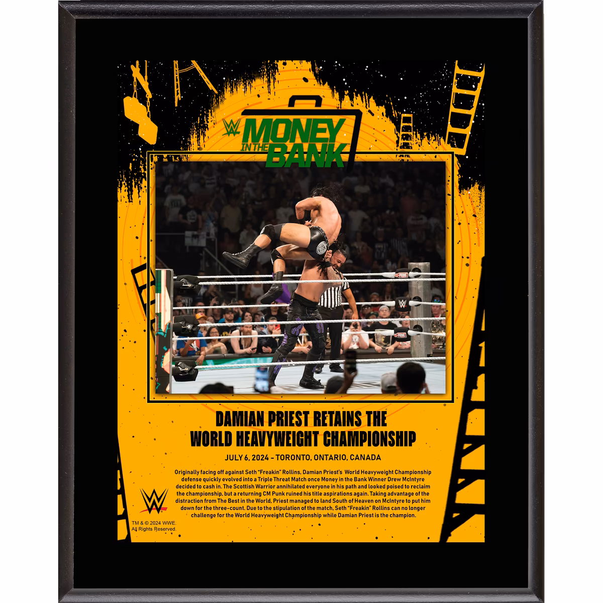Damian Priest WWE 10.5" x 13" 2024 Money In The Bank Sublimated Plaque 9 Damian Priest WWE 10.5" x 13" 2024 Money In The Bank Sublimated Plaque