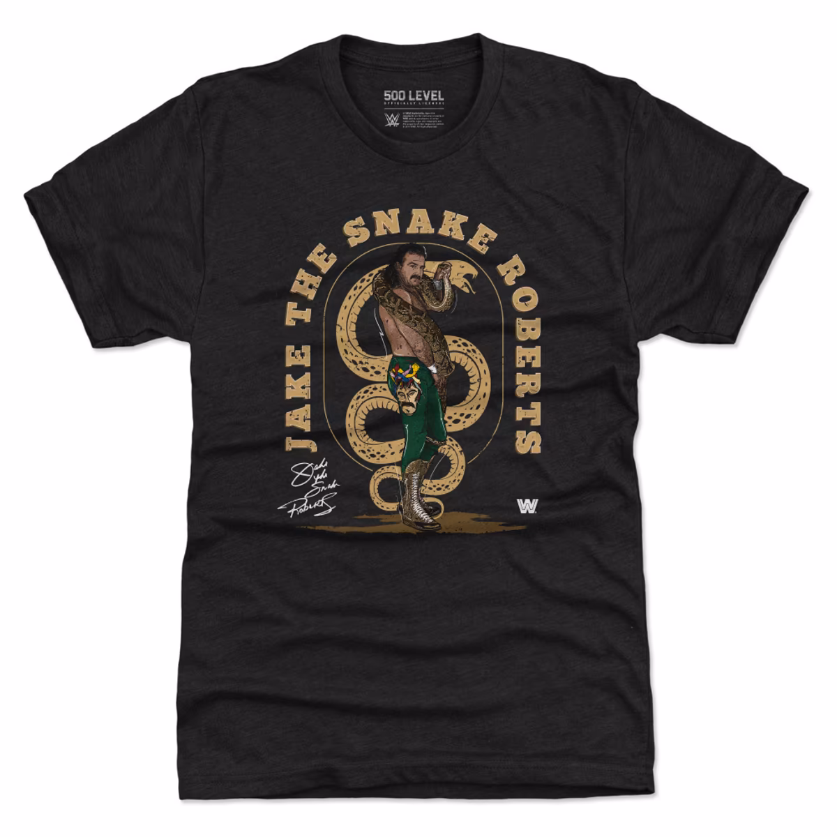 Men's 500 Level Heather Black Jake "The Snake" Roberts Premium Tri-Blend T-Shirt 3 Men's 500 Level Heather Black Jake "The Snake" Roberts Premium Tri-Blend T-Shirt