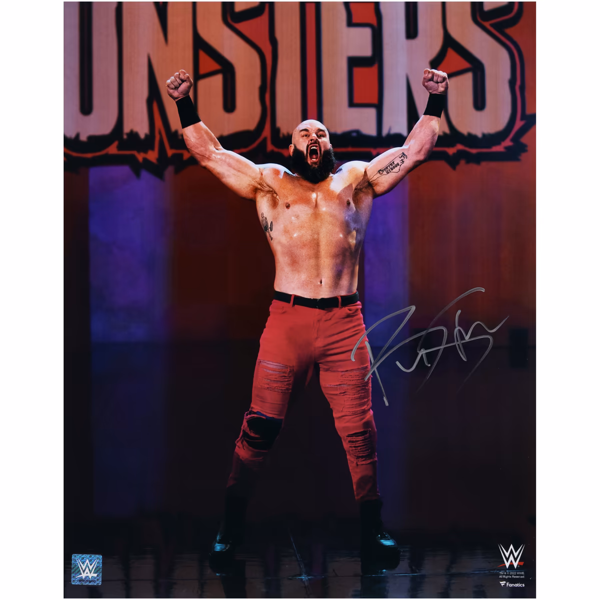 Braun Strowman WWE Autographed 16" x 20" Entrance Raising Arms Photograph 9 Braun Strowman WWE Autographed 16" x 20" Entrance Raising Arms Photograph