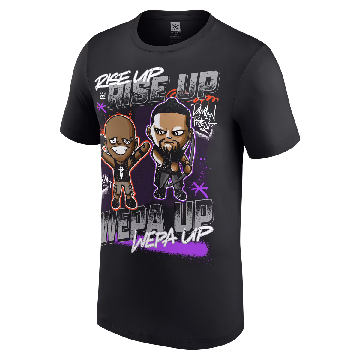 Men's Black Damian Priest & R-Truth Rise Up Wepa Up Cartoon T-Shirt 3 Men's Black Damian Priest & R-Truth Rise Up Wepa Up Cartoon T-Shirt