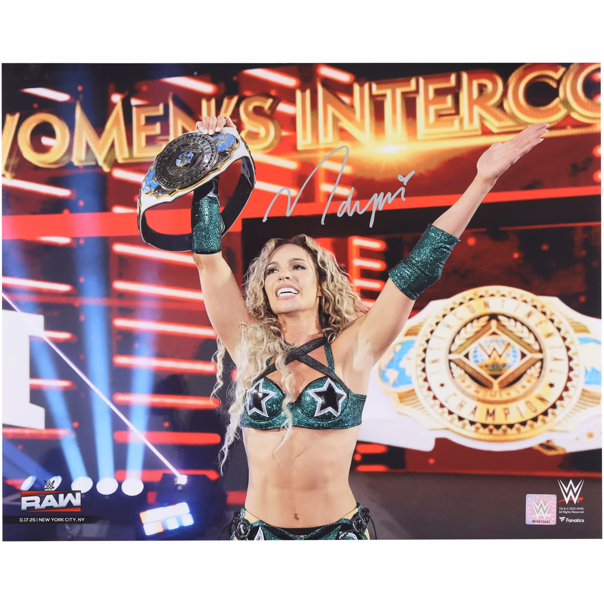 Maxxine Dupri WWE Autographed 16" x 20" Raising Women's Intercontinental Championship Photograph