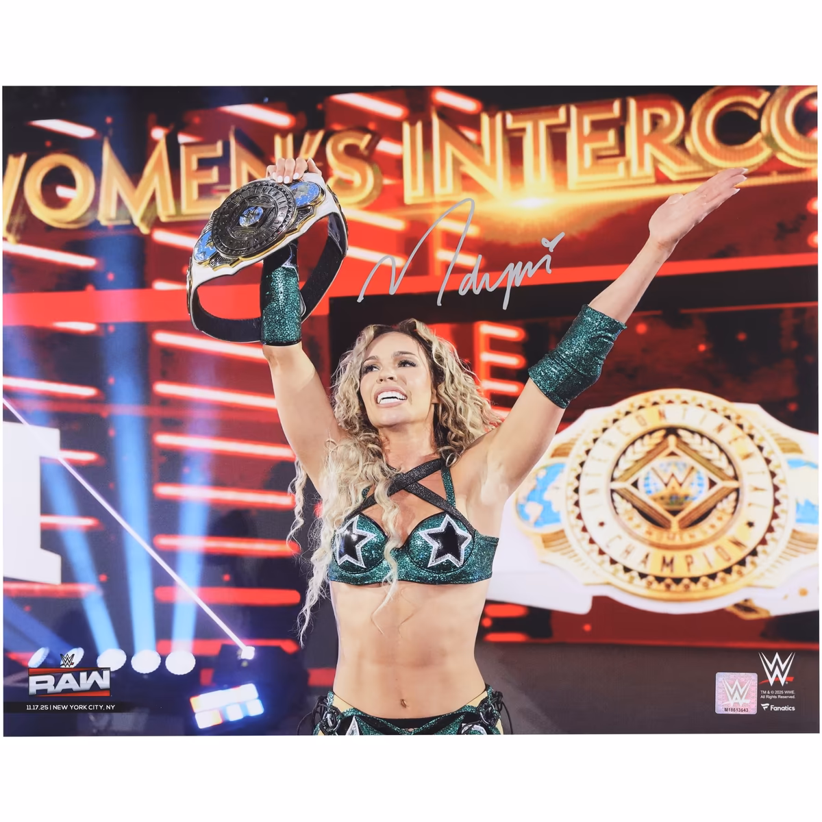 Maxxine Dupri WWE Autographed 16" x 20" Raising Women's Intercontinental Championship Photograph