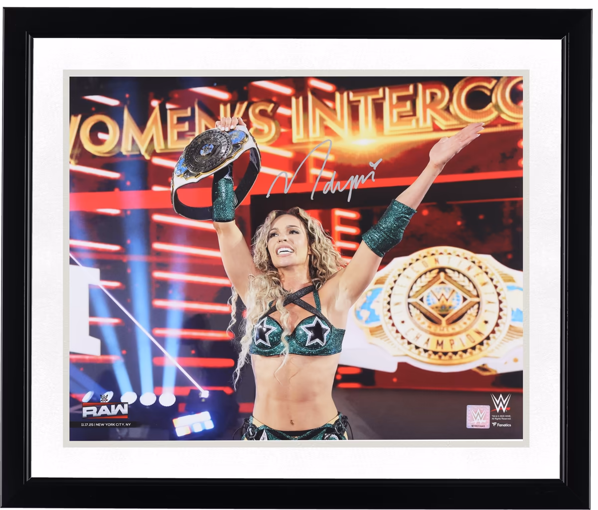 Maxxine Dupri WWE Autographed 16" x 20" Raising Women's Intercontinental Championship Photograph 3 Maxxine Dupri WWE Autographed 16" x 20" Raising Women's Intercontinental Championship Photograph