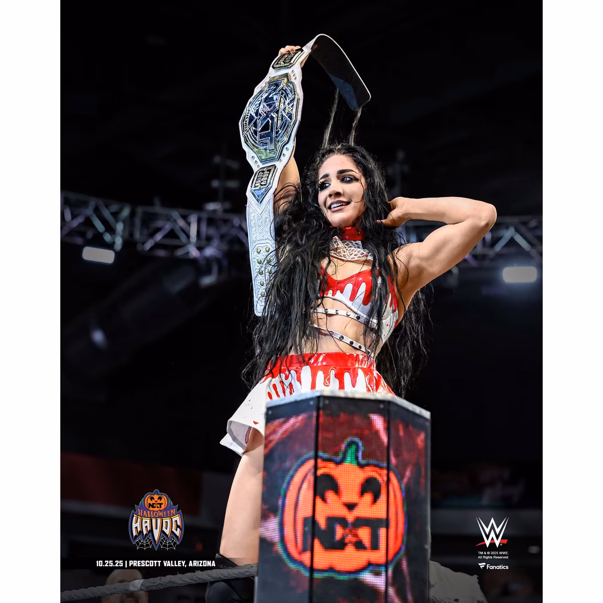 Tatum Paxley WWE Unsigned 2025 NXT Halloween Havoc Raising Women's Title Spotlight Photograph 1 Tatum Paxley WWE Unsigned 2025 NXT Halloween Havoc Raising Women's Title Spotlight Photograph