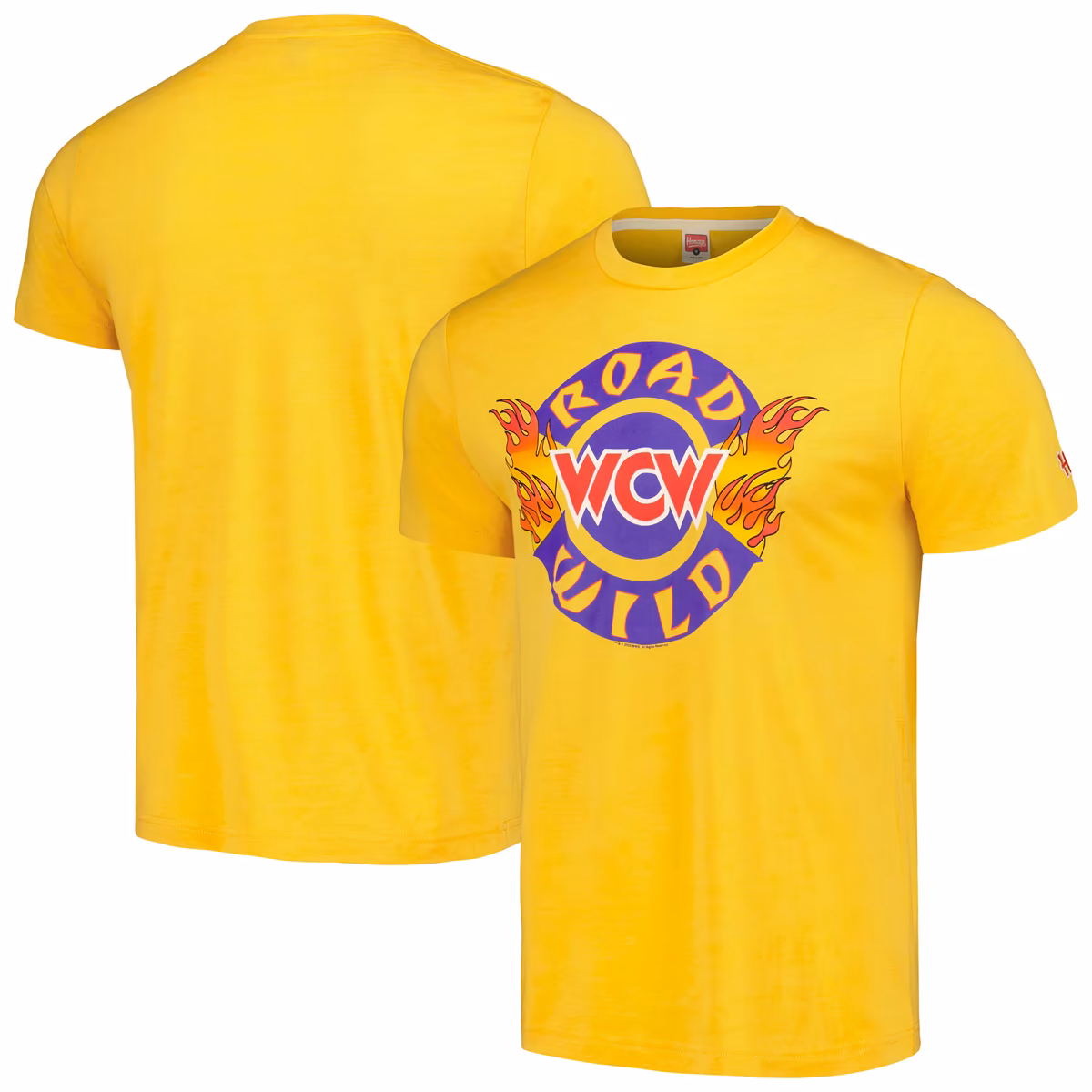Men's Homage Yellow WCW Road Wild Tri-Blend T-Shirt