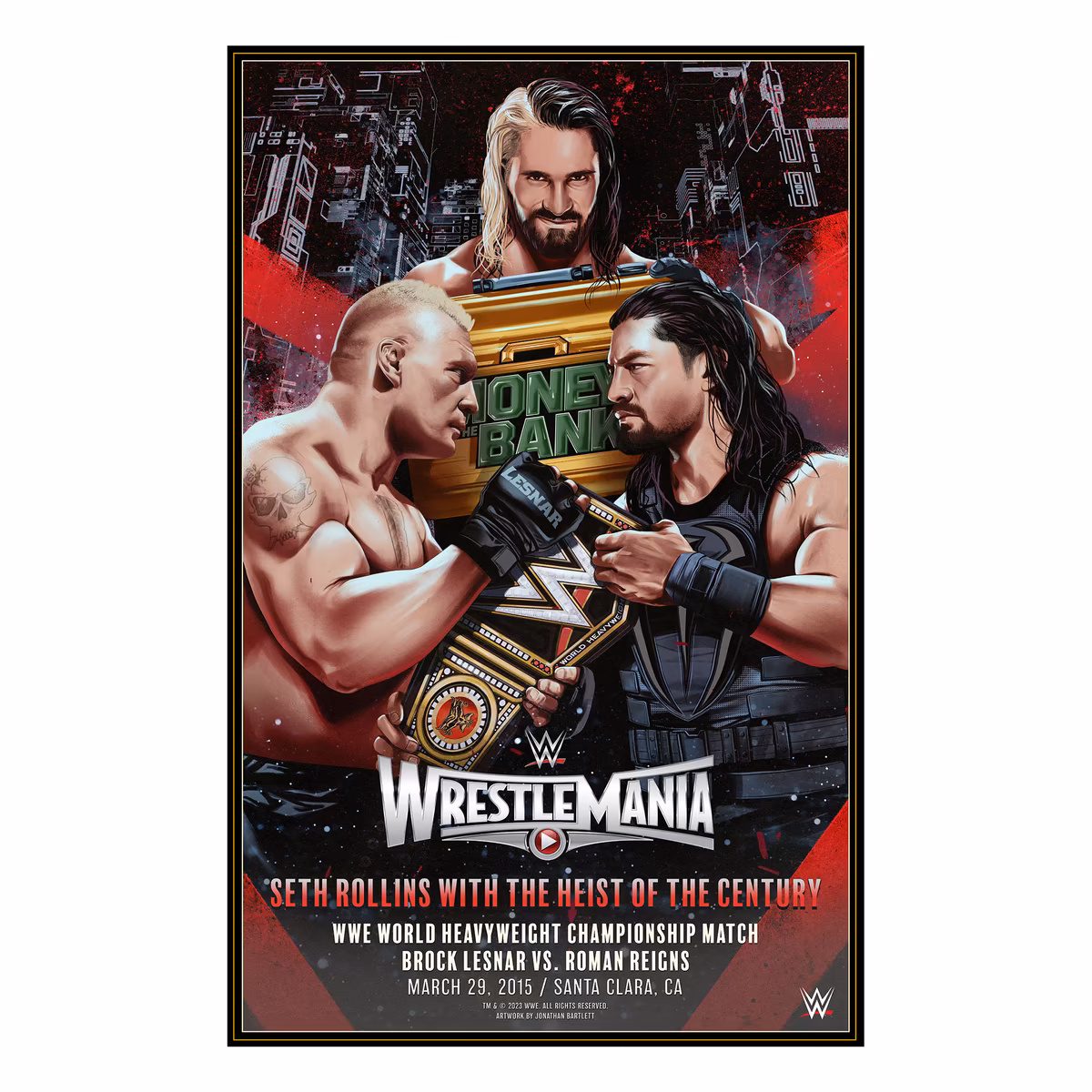 WrestleMania XXXI Unsigned 24" x 36" Brock Lesnar vs. Roman Reigns Jonathan Bartlett Art Print