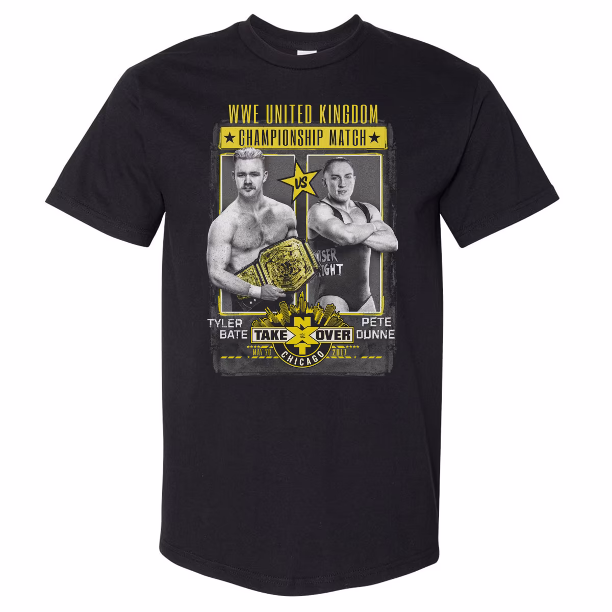Men's 500 Level Black NXT TakeOver: Chicago Tyler Bate vs. Pete Dunne Heavyweight T-Shirt 9 Men's 500 Level Black NXT TakeOver: Chicago Tyler Bate vs. Pete Dunne Heavyweight T-Shirt