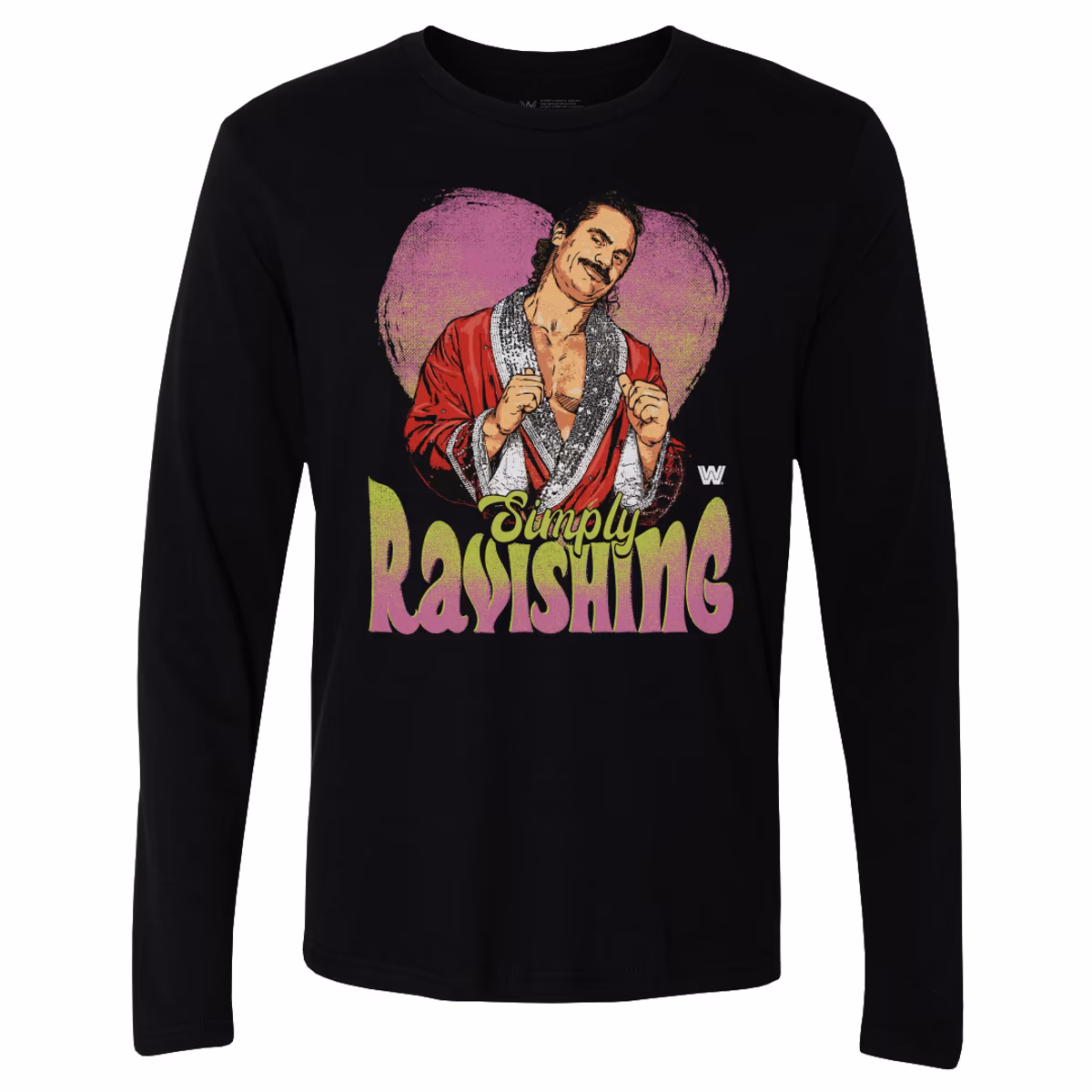 Men's 500 Level Black Rick Rude Simply Ravishing Heart Long Sleeve T-Shirt 5 Men's 500 Level Black Rick Rude Simply Ravishing Heart Long Sleeve T-Shirt