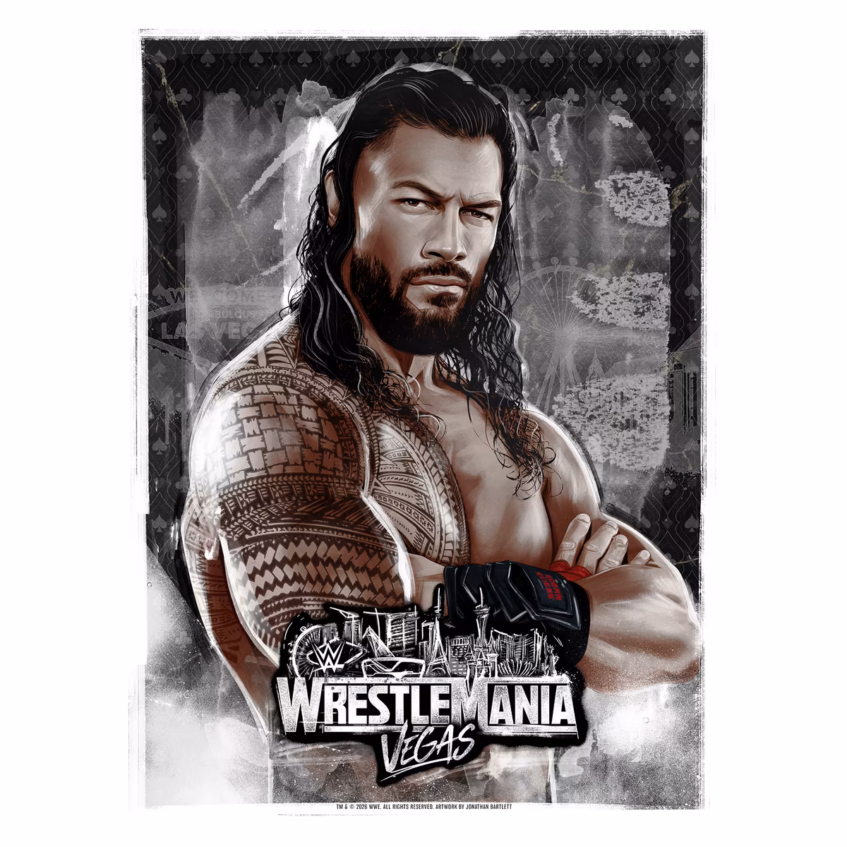 Roman Reigns WWE Unsigned 18" x 24" WrestleMania 42 Jonathan Bartlett Art Print 1 Roman Reigns WWE Unsigned 18" x 24" WrestleMania 42 Jonathan Bartlett Art Print