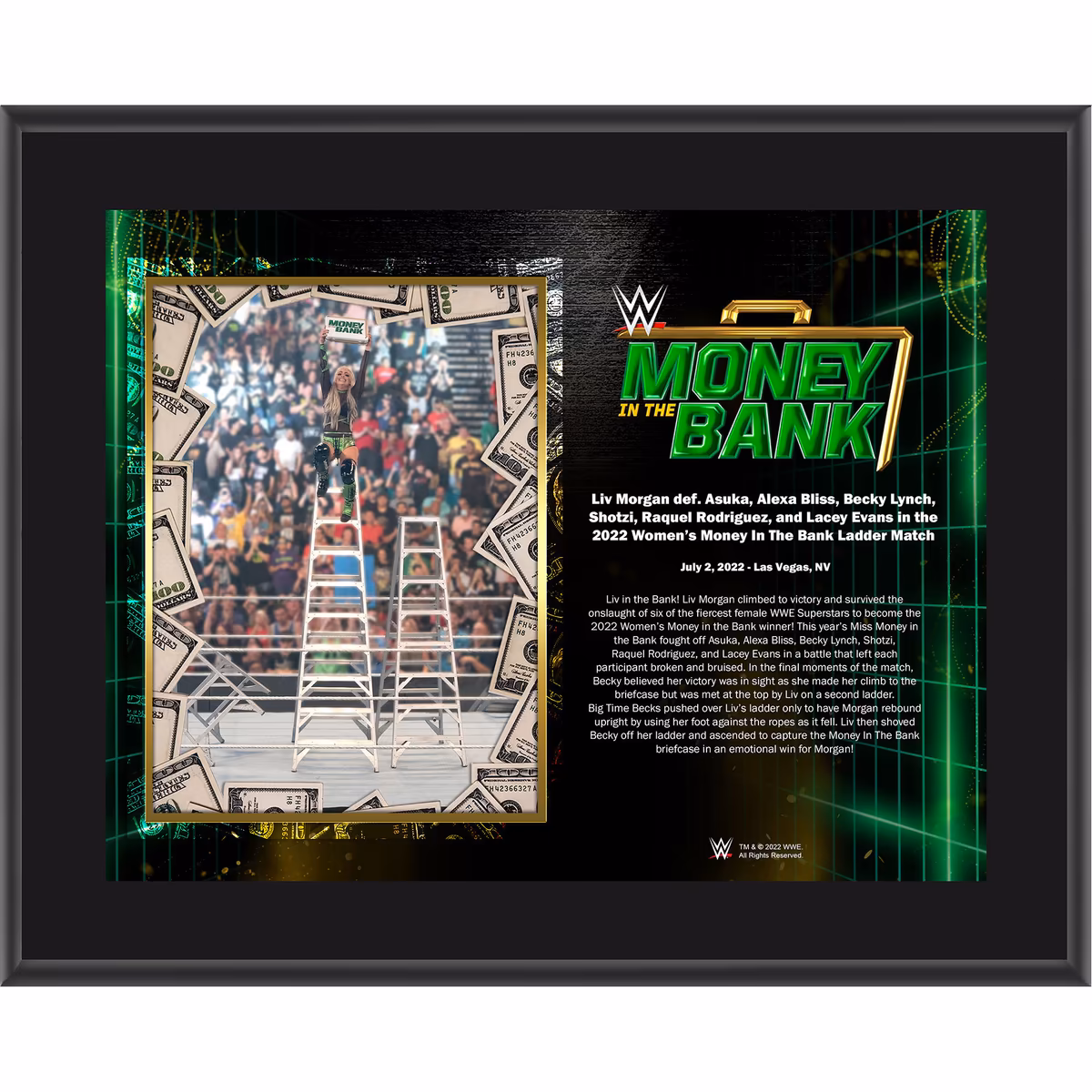 Liv Morgan Framed 10.5'' x 13'' 2022 Money in the Bank Sublimated Plaque