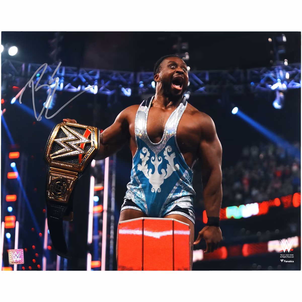 Big E WWE Autographed 16" x 20" On-Ropes with Title Photograph 2 Big E WWE Autographed 16" x 20" On-Ropes with Title Photograph