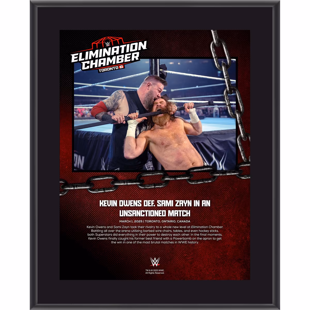 Kevin Owens WWE 10.5" x 13" 2025 Elimination Chamber Sublimated Plaque