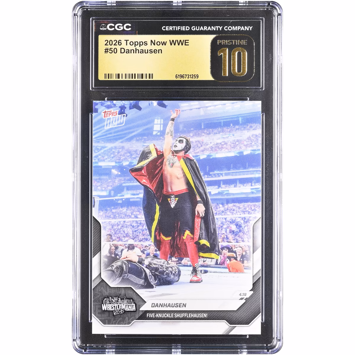 Danhausen WWE 2026 Topps Now WWE Five-Knuckle ShuffleHausen! #50 CGC Authenticated PRISTINE 10 Card