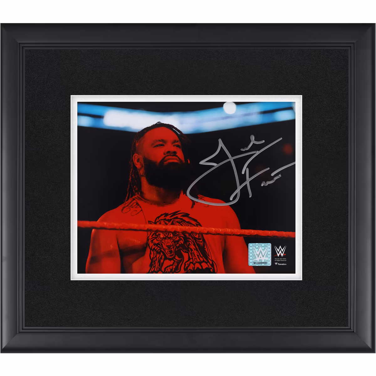 Jacob Fatu WWE Autographed Framed 8" x 10" Standing In Ring Photograph