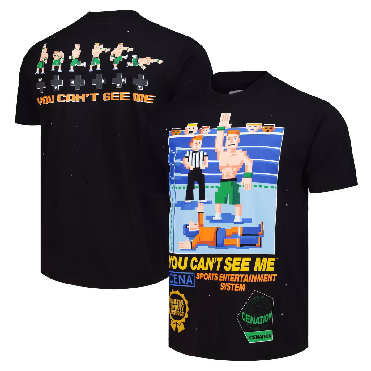 Men's Black John Cena Retro 8-Bit Boxy T-Shirt 3 Men's Black John Cena Retro 8-Bit Boxy T-Shirt