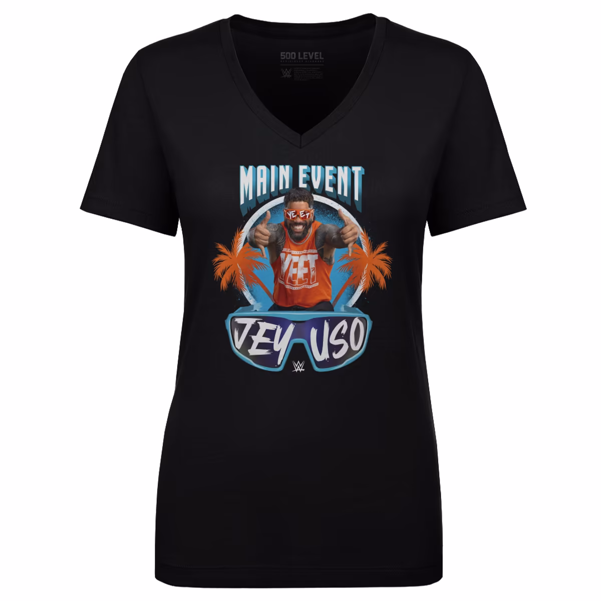 Women's 500 Level Black Jey Uso Main Event Palms V-Neck T-Shirt
