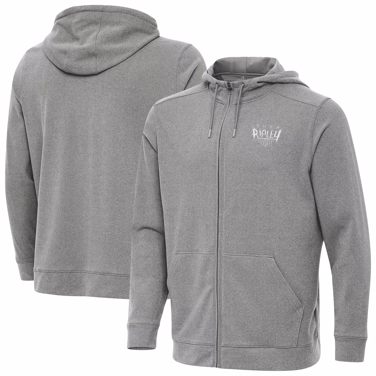 Men's Antigua Heather Gray Rhea Ripley Effortless Full-Zip Hoodie 8 Men's Antigua Heather Gray Rhea Ripley Effortless Full-Zip Hoodie
