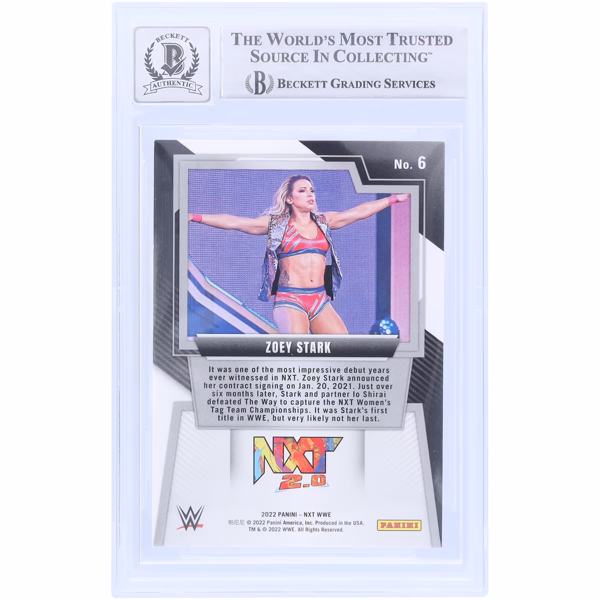 Zoey Stark WWE Autographed 2022 Panini NXT #6 Beckett Fanatics Witnessed Authenticated 10 Card 3 Zoey Stark WWE Autographed 2022 Panini NXT #6 Beckett Fanatics Witnessed Authenticated 10 Card