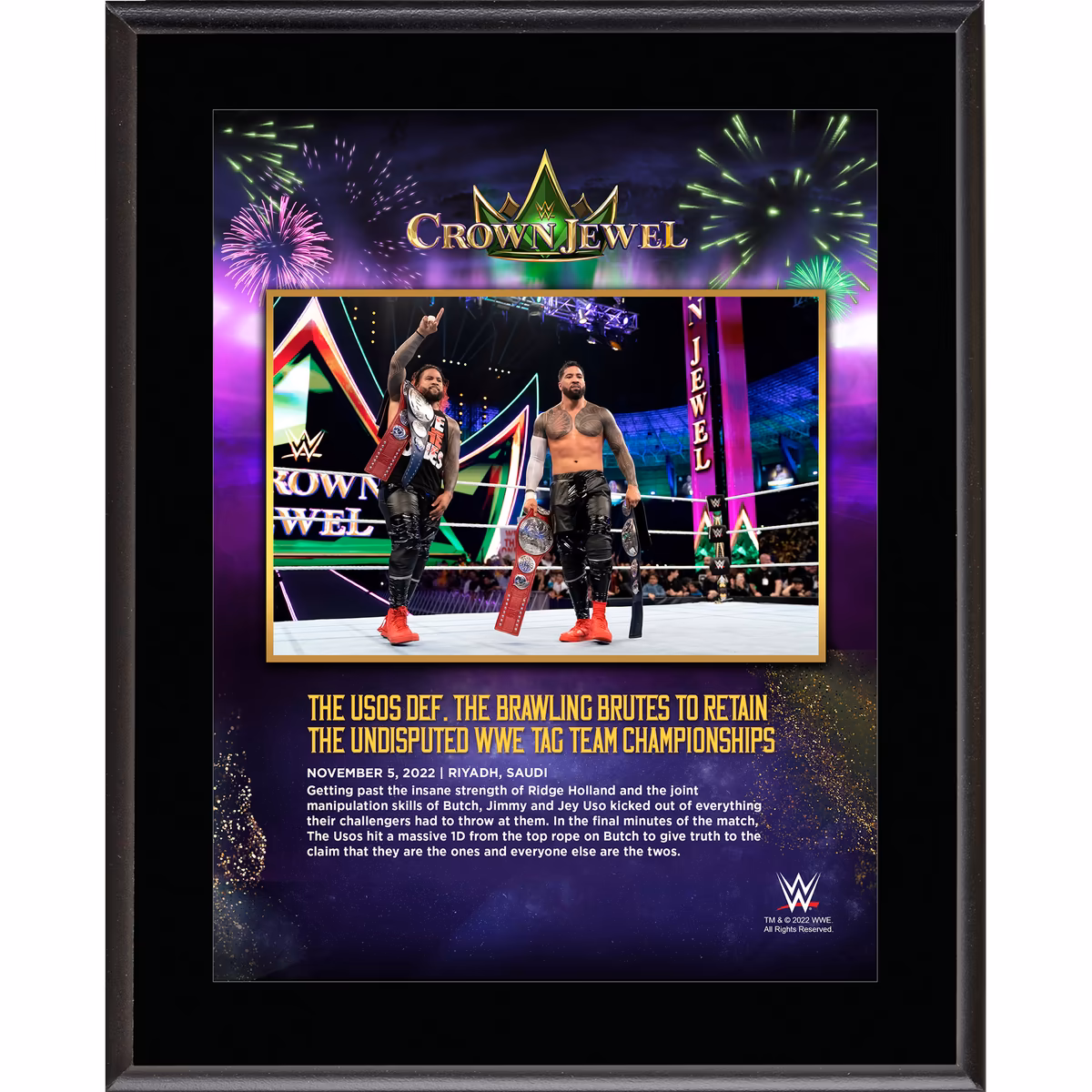 The Usos 10.5" x 13" 2022 Crown Jewel Sublimated Plaque